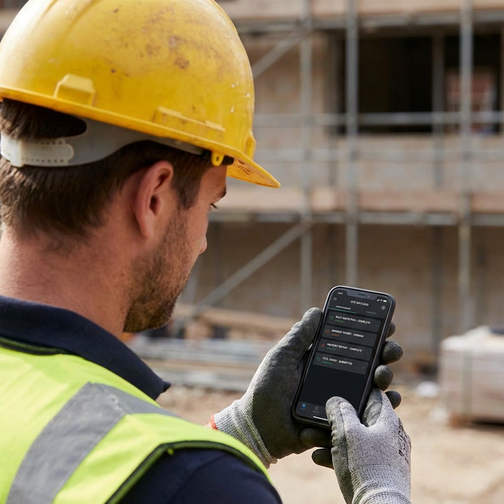 Bygningsarbeider bruker appen